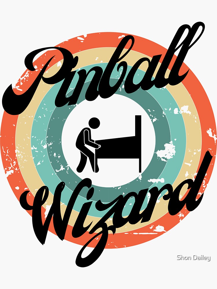 "Retro Pinball Wizard Arcade Game" Sticker for Sale by ShonDayley
