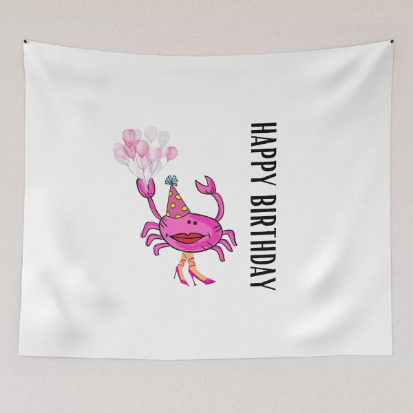 Item preview, HAPPY BIRTHDAY #2 FUNNY PINK CRAB PINK SHOES PARTY HAT BALLOONS designed and sold by EllieMonroe.