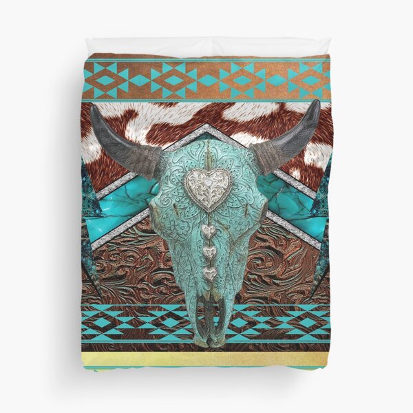 Turquoise, Cowhide, Tooled Leather With Cow Skull - Southwestern Style Throw  Pillow for Sale by handsoftime2020