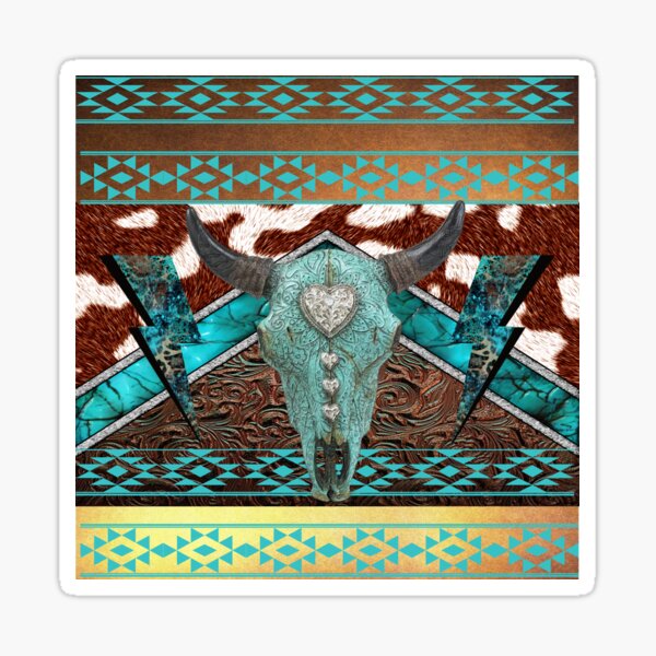 Turquoise, Cowhide, Tooled Leather With Cow Skull - Southwestern Style Throw  Pillow for Sale by handsoftime2020