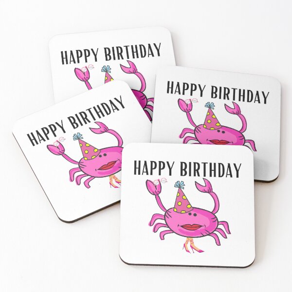 Item preview, HAPPY BIRTHDAY #4 FUNNY PINK CRAB PINK SHOES PARTY HAT SUNGLASSES designed and sold by EllieMonroe.