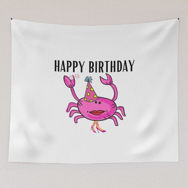 Item preview, HAPPY BIRTHDAY #4 FUNNY PINK CRAB PINK SHOES PARTY HAT SUNGLASSES designed and sold by EllieMonroe.