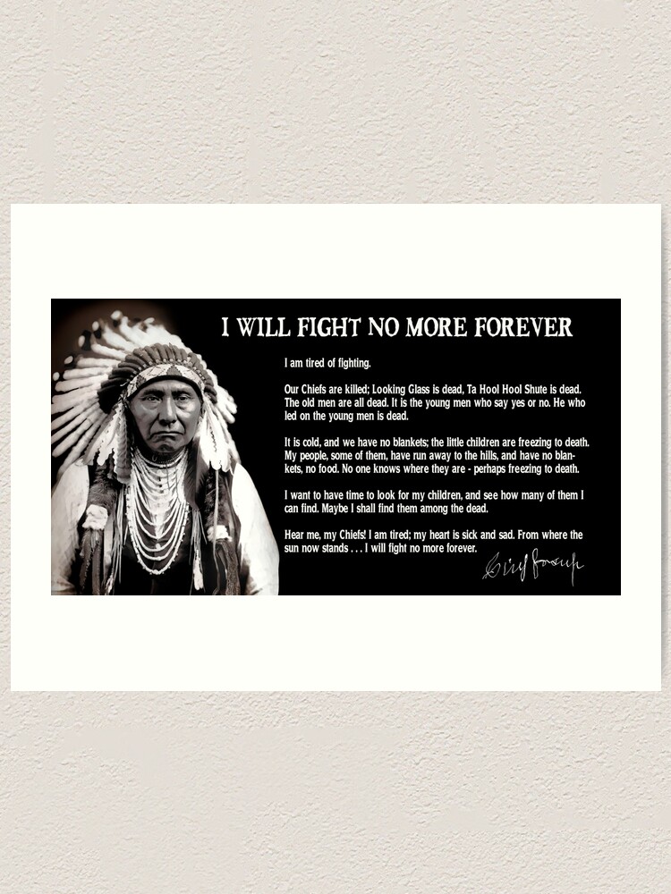 "I Will Fight No More . . . Forever - Nez Perce Chief Joseph 1877" Art ...