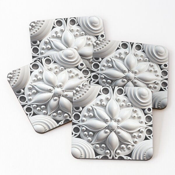 Item preview, Bejeweled White Ceramic Latin Pattern Digital Painting designed and sold by CodeAndColors.