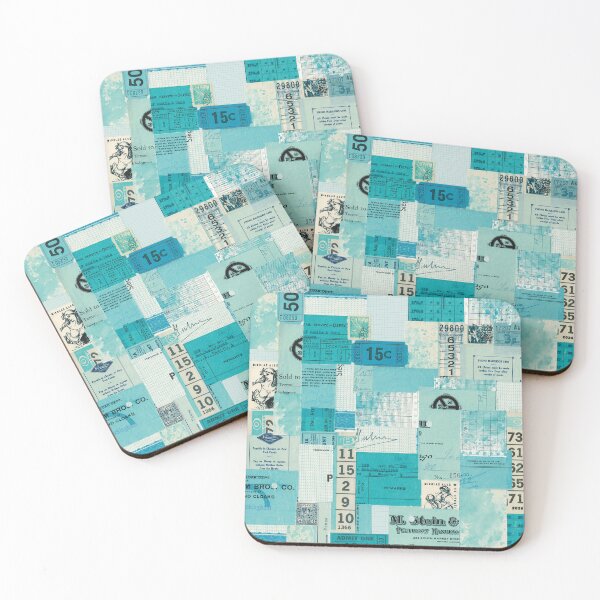 Item preview, Vintage Turquoise Paper Ephemera Mixed Media Collage designed and sold by ArtsyValhalla.