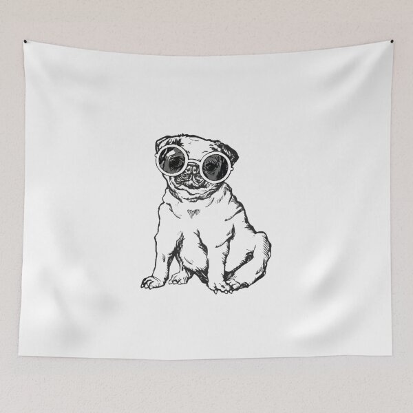 Item preview, vintage pug dog with cute sunglasses designed and sold by thorfinnshop.