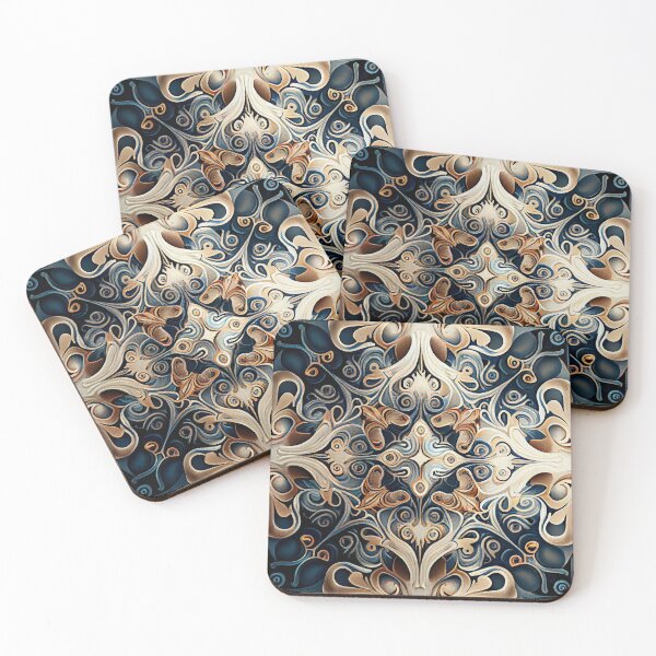 Item preview, Baroque Geometric Modern Coastal Pattern Digital Painting designed and sold by CodeAndColors.