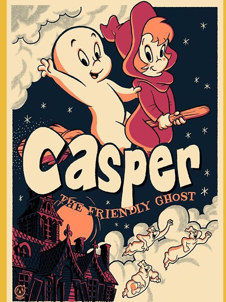 New Casper the Friendly Ghost Mens Medium Funny Cartoon 50s 60s Ash Grey Tee