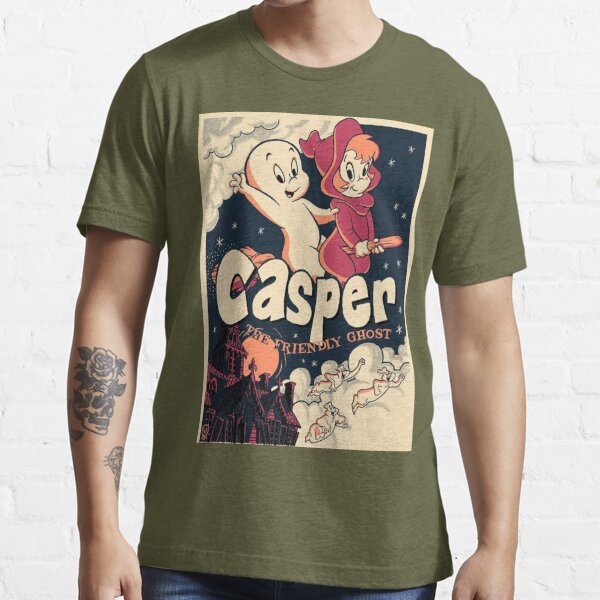 New Casper the Friendly Ghost Mens Medium Funny Cartoon 50s 60s Ash Grey  Tee