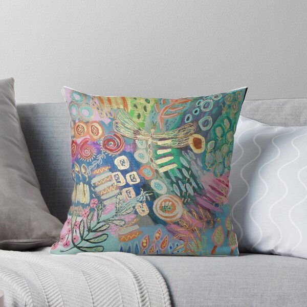 Item preview, garden abstract using gouache, and woody markers with posca pens designed and sold by Linda Grimmick.