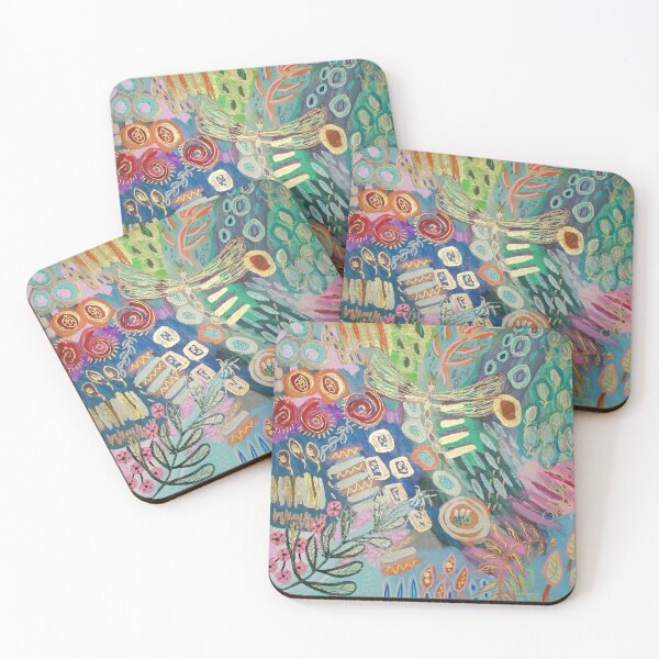 Item preview, garden abstract using gouache, and woody markers with posca pens designed and sold by Linda Grimmick.