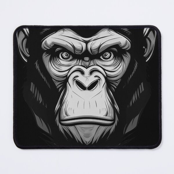 Item preview, Chimpanzee, face of a stern chimpanzee. Black & White version. designed and sold by Gert Street.