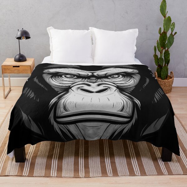 Item preview, Chimpanzee, face of a stern chimpanzee. Black & White version. designed and sold by Gert Street.