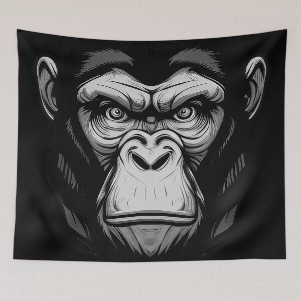 Item preview, Chimpanzee, face of a stern chimpanzee. Black & White version. designed and sold by Gert Street.