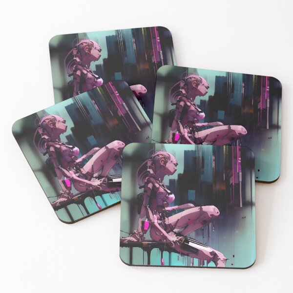 Item preview, Cyborg is taking a mental break. Watercolor style illustration designed and sold by Alcalupo.