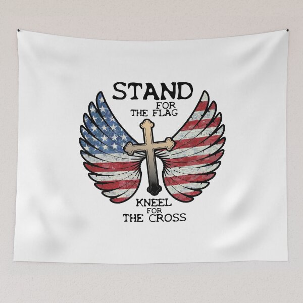 Item preview, Stand For The Flag Kneel For The Cross USA Flag  designed and sold by miracletee.