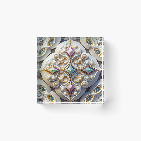 Artikelvorschau, Bejeweled White Ceramic Latin Pattern Digital Painting entworfen und verkauft von CodeAndColors.