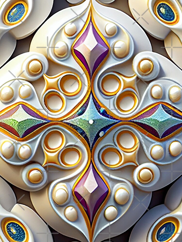 Thumbnail 5 von 5, A-Linien Kleid, Bejeweled White Ceramic Latin Pattern Digital Painting designt und verkauft von CodeAndColors.