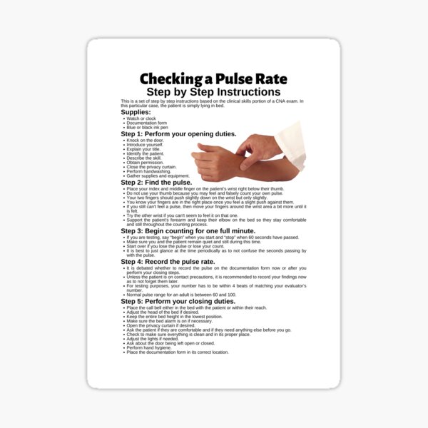 Checking A Pulse Rate Step By Step Instructions Sticker For Sale By checking-a-pulse-rate-step-by-step-instructions-sticker-for-sale-by