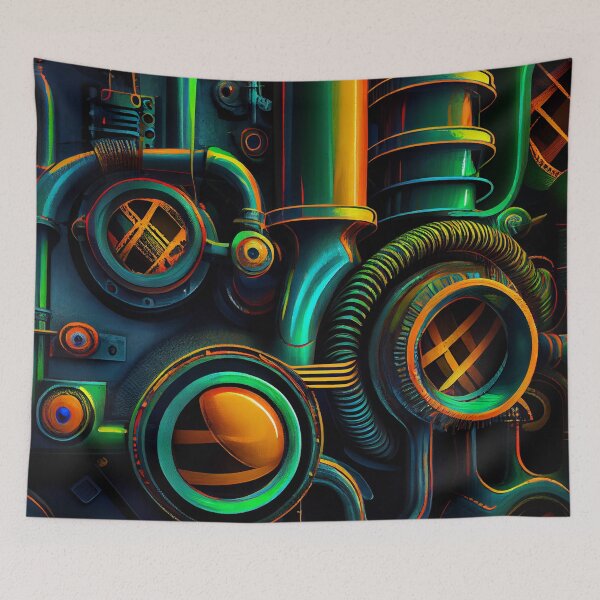 Item preview, Artistic Vibrant Industrial Pattern Digital Painting designed and sold by CodeAndColors.