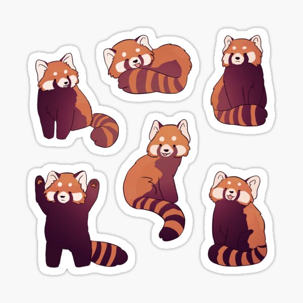 “6 Red panda stickers pack cute illustration " Sticker for Sale by