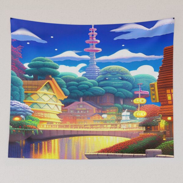 Item preview, Pixelated Cityscape Peace designed and sold by Nellisstadia.