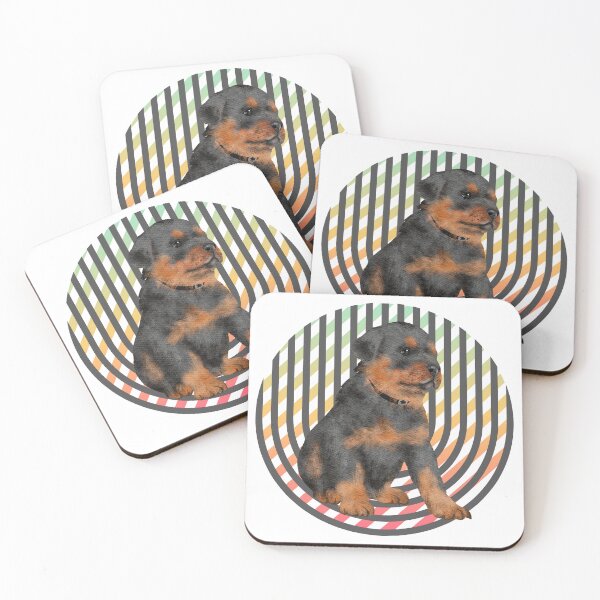 Item preview, Rottweiler Pup Sitting Colorfull Background, Cute German Dog İn Circle designed and sold by adembulut.