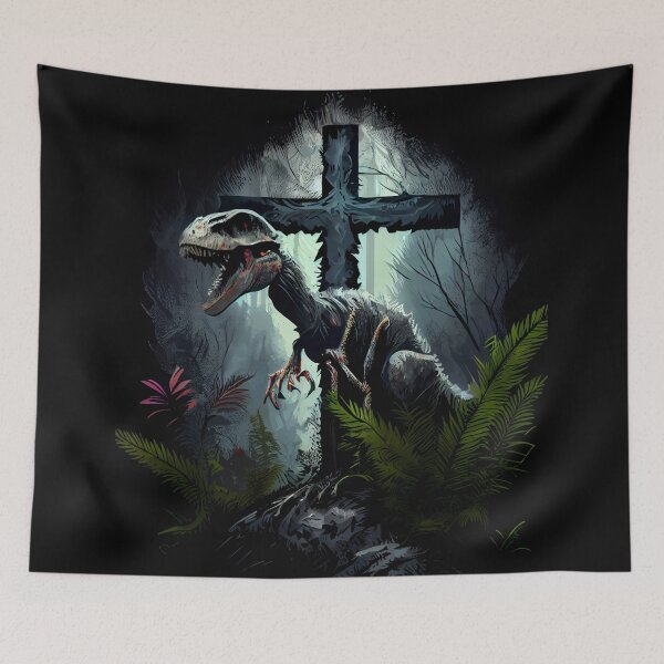 Item preview, Raptor Dinosaur With Christian Cross: Mesozoic Era Art designed and sold by Art4Christ.