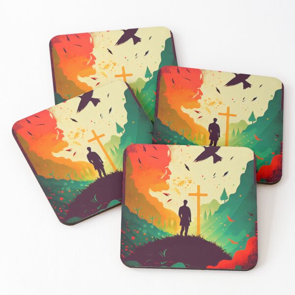 Item preview, The Ascent to Faith: An Illustration of a Man Facing a Cross on a Hill with a Dove Flying Overhead designed and sold by Art4Christ.