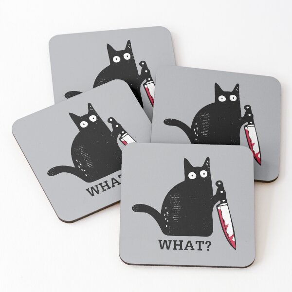 Item preview, What? Cat with Knife - Distressed design designed and sold by risible.