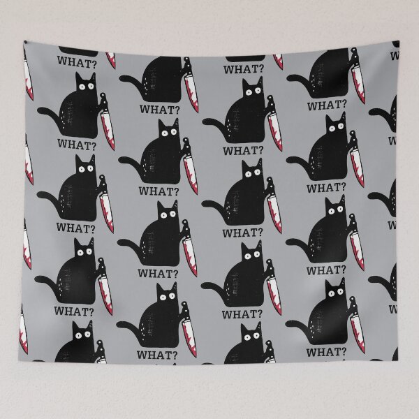 Item preview, What? Cat with Knife - Distressed design designed and sold by risible.