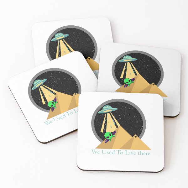 Item preview, "we used to live there"logo with a green alien,UFO and pyramid designed and sold by Nuttha49POD.