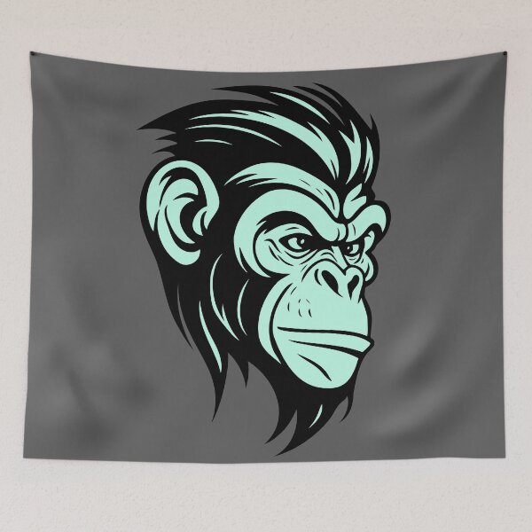 Item preview, Simpel Chimpanzee, Black & Cyan version. designed and sold by Gert Street.