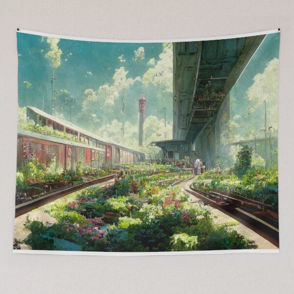 Item preview, Abstract Abandoned Train Station Turned Flower Cultivation Area 1 designed and sold by Styxiann.
