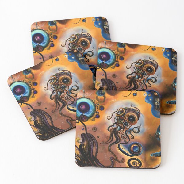 Item preview, Cosmic steampunk squid, AI art designed and sold by Dendros-Studio.