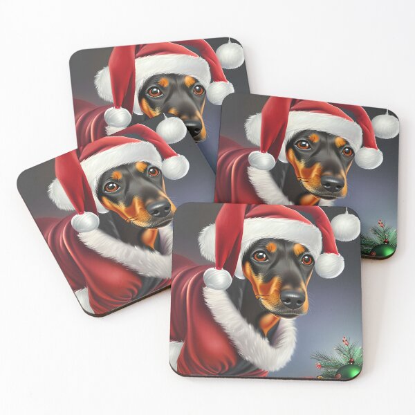 Item preview, Christmas Toy Manchester Terrier Wearing Santa Pajamas designed and sold by ZenEverAI.