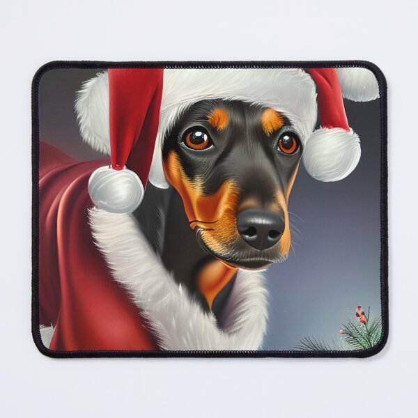 Item preview, Christmas Toy Manchester Terrier Wearing Santa Pajamas designed and sold by ZenEverAI.
