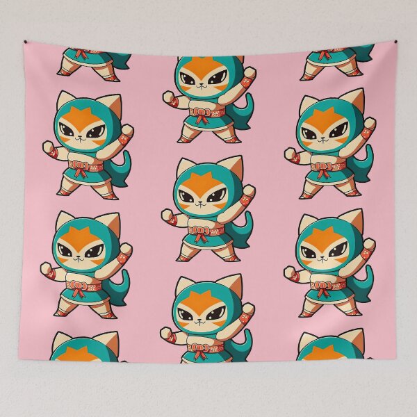 Aperçu de l'œuvre Chats Lucha Libre | Lutte mexicaine | Chats Kawaii | Chats Chibis | Chats animés | Lucha Libre Chats 030 créée et vendue par Catcosm.