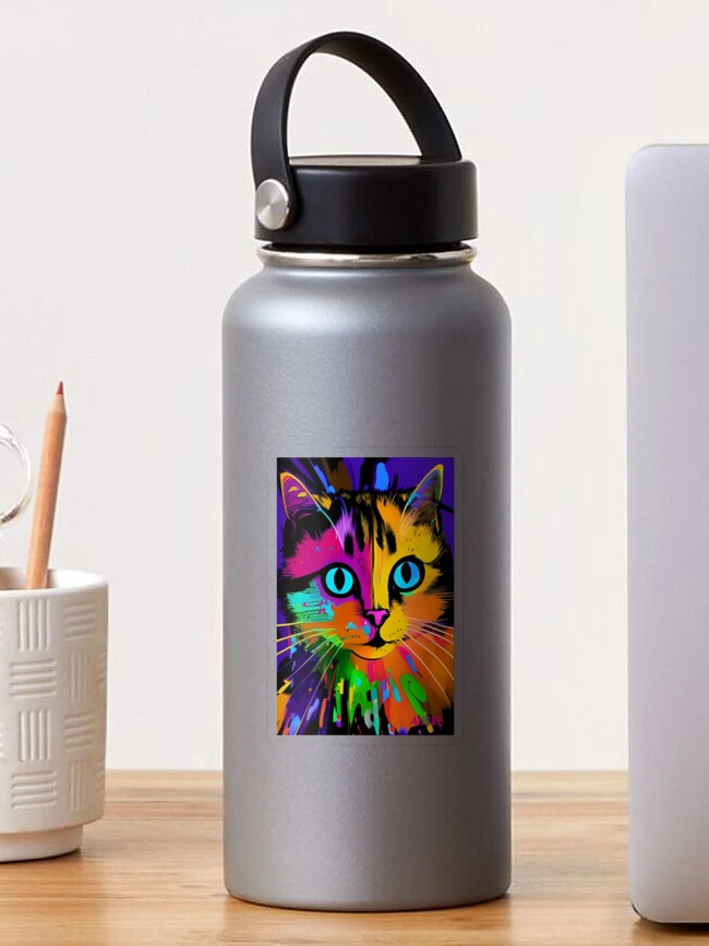Cute Rainbow Cat Patterned Design Water Bottle by N0mAdsLAnd