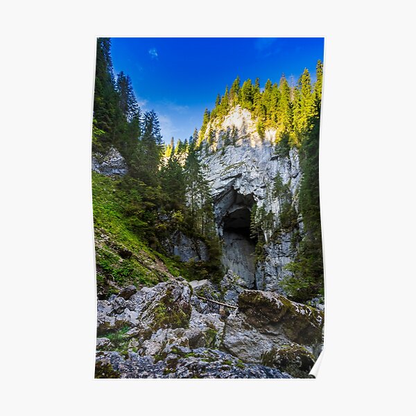 Cetatile cave sculpted by river in romanian mountains Poster