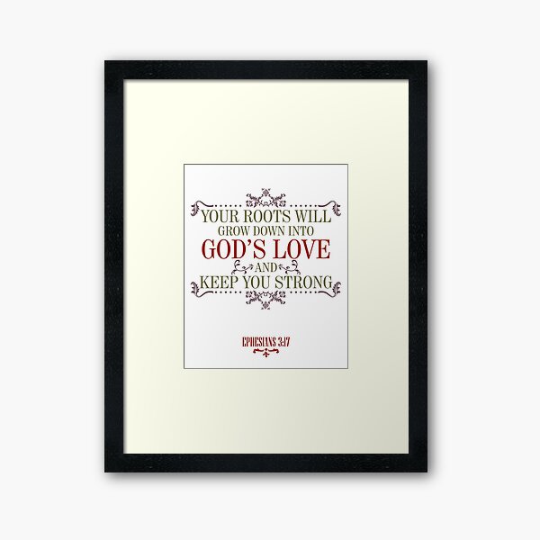 Vista previa del artículo con la obra «Tus raíces crecerán en el amor de Dios y te mantendrán fuerte», diseñado y vendido por ImageNugget.