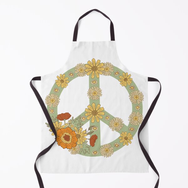 Item preview, Retro Peace Flowers Yellow on Green designed and sold by Violet Grant.