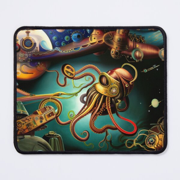 Item preview, Orbiter steampunk squid, AI art designed and sold by Dendros-Studio.