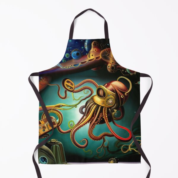 Item preview, Orbiter steampunk squid, AI art designed and sold by Dendros-Studio.