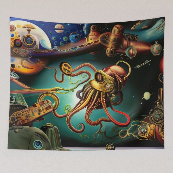 Item preview, Orbiter steampunk squid, AI art designed and sold by Dendros-Studio.