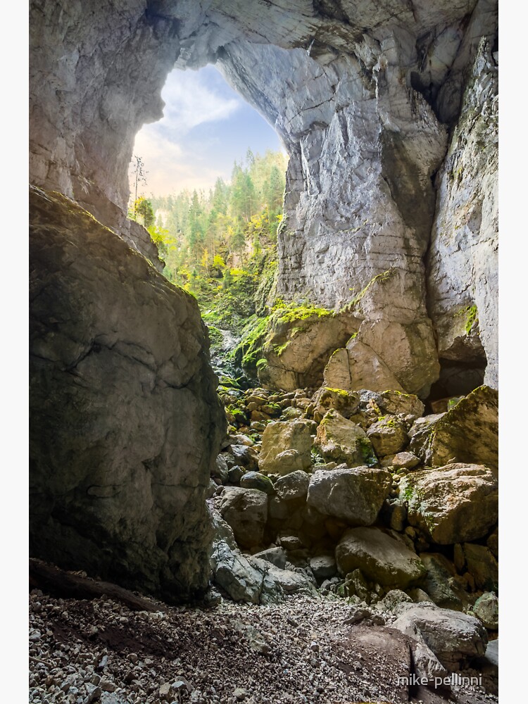 Cetatile cave sculpted by river in romanian mountains at sunrise by mike-pellinni
