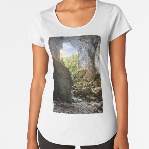 Cetatile cave sculpted by river in romanian mountains at sunrise Premium Scoop T-Shirt