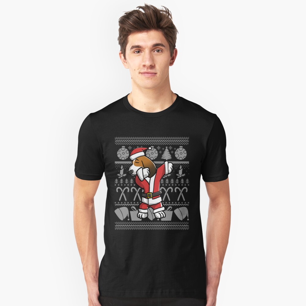 "Dabbing Basset Hound Ugly Christmas Sweater Graphic" Uni T Shirt by ilovepaws