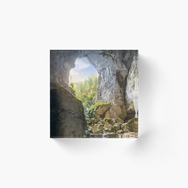 Cetatile cave sculpted by river in romanian mountains at sunrise Acrylic Block