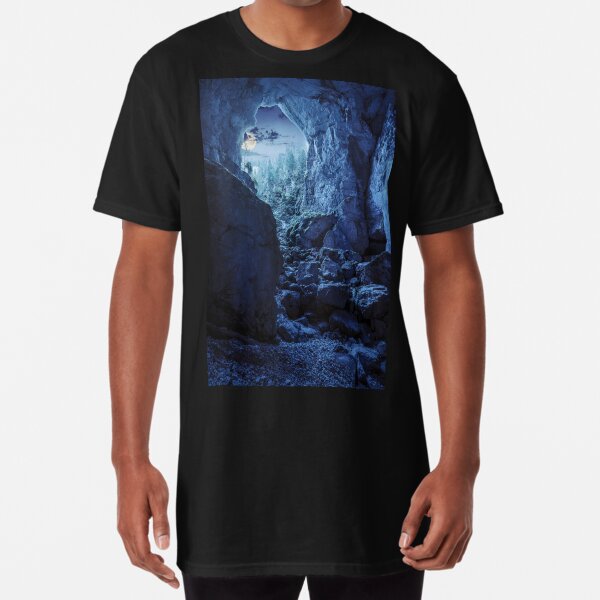Cetatile cave sculpted by river in romanian mountains at night Long T-Shirt